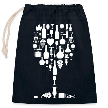 Wine Wine Glass Wine Lovers - Closable cotton gift bag (25x30cm) - navy - Front