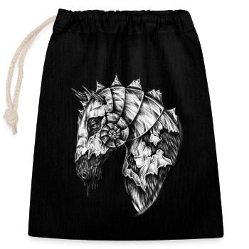 Cheval slave - Sac cadeau en coton avec cordon (25 x 30 cm) - noir - Devant