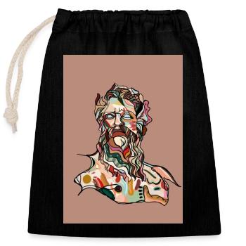 Zeus with background - Closable cotton gift bag (25x30cm) - black - Front