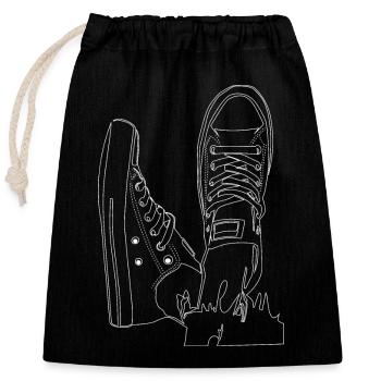 casual sneakers line drawing - Closable cotton gift bag (25x30cm) - black - Front