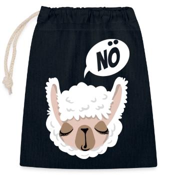 Nö, ich muss garnix - Lama - Spruch - Verschließbarer Geschenkbeutel aus Baumwolle (25x30cm) - Navy - Vorne