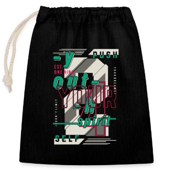 Push out your self - Closable cotton gift bag (25x30cm) - black - Front
