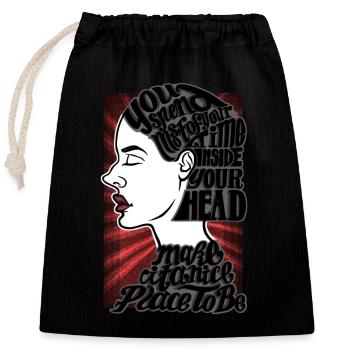 Time - Verschließbarer Geschenkbeutel aus Baumwolle (25x30cm) - Schwarz - Vorne