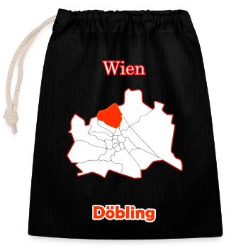 Bezirke Döbling Karte mit Wien Stadtkarte - Verschließbarer Geschenkbeutel aus Baumwolle (25x30cm) - Schwarz - Vorne