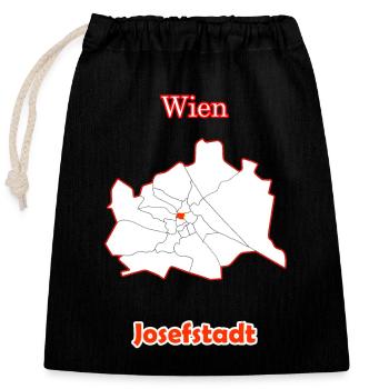 Bezirke Josefstadt Karte mit Wien Stadtkarte - Verschließbarer Geschenkbeutel aus Baumwolle (25x30cm) - Schwarz - Vorne