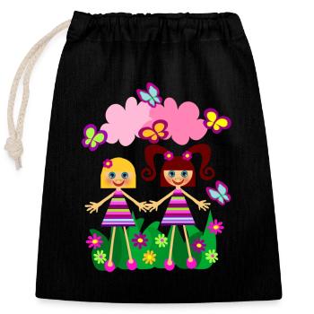 Flower girl fun dans la nature - Sac cadeau en coton avec cordon (25 x 30 cm) - noir - Devant