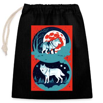 Wolf and mystery - Closable cotton gift bag (25x30cm) - black - Front