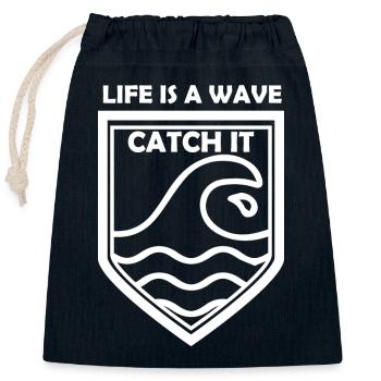 Surfing Surfboard Surfer Geschenkidee - Verschließbarer Geschenkbeutel aus Baumwolle (25x30cm) - Navy - Vorne