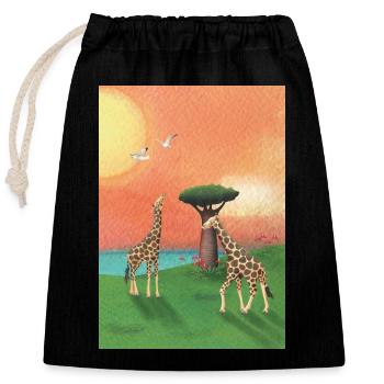 Giraffes South Africa - Closable cotton gift bag (25x30cm) - black - Front