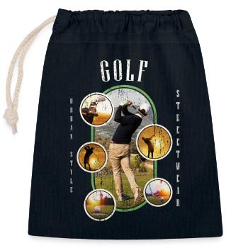 Golf Golfen Golfspieler Sport Hobby Club Vintage - Verschließbarer Geschenkbeutel aus Baumwolle (25x30cm) - Navy - Vorne