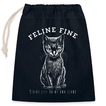 Feline Fine - Closable cotton gift bag (25x30cm) - navy - Front