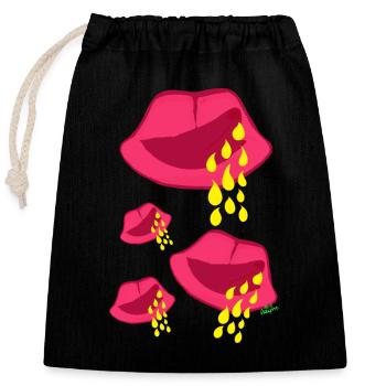 Lèvres Yamirka - Sac cadeau en coton avec cordon (25 x 30 cm) - noir - Devant