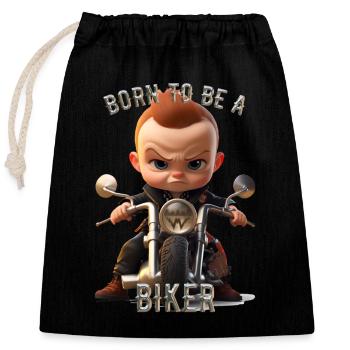 Né pour être un motard - Sac cadeau en coton avec cordon (25 x 30 cm) - noir - Devant