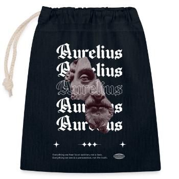 Marcus Aurelius, Stoic Streetwear - Closable cotton gift bag (25x30cm) - navy - Front
