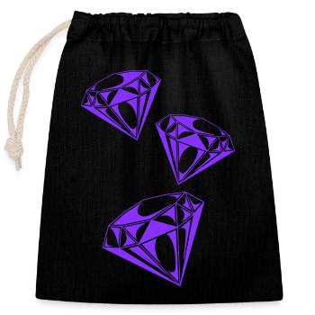 Diamonds - Closable cotton gift bag (25x30cm) - black - Front