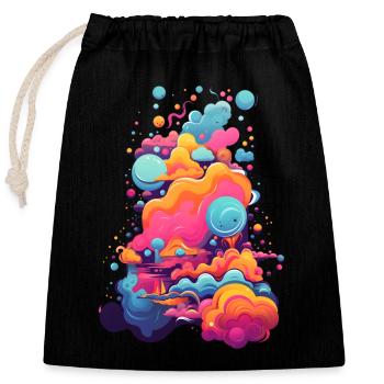 Univers Hypnotique : Couleurs et Formes en Éveil - Sac cadeau en coton avec cordon (25 x 30 cm) - noir - Devant