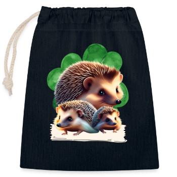 Igel - Igelgruppe - Verschließbarer Geschenkbeutel aus Baumwolle (25x30cm) - Navy - Vorne