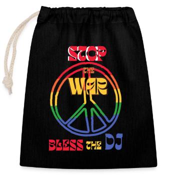 Stop the War - Closable cotton gift bag (25x30cm) - black - Front