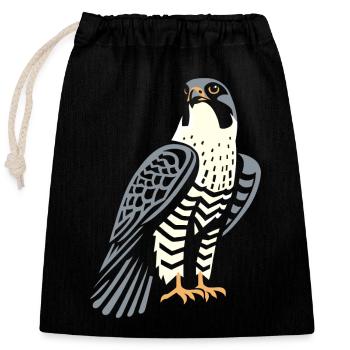 Faucon pèlerin Fauconnerie Oiseaux de proie - Sac cadeau en coton avec cordon (25 x 30 cm) - noir - Devant