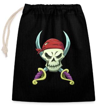 Crâne de pirate - Sac cadeau en coton avec cordon (25 x 30 cm) - noir - Devant