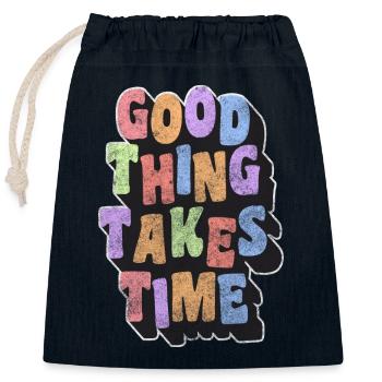 Durée de vie de la montre - Sac cadeau en coton avec cordon (25 x 30 cm) - bleu marine - Devant