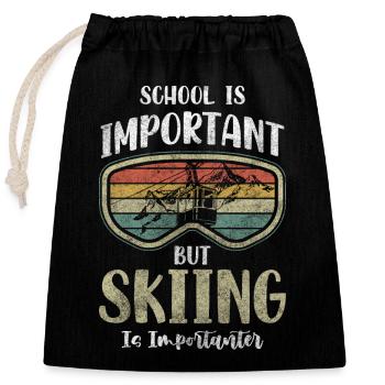 Skifahrer Skier Sport - Verschließbarer Geschenkbeutel aus Baumwolle (25x30cm) - Schwarz - Vorne