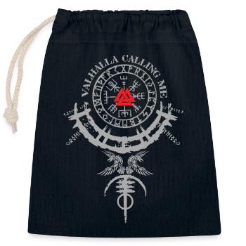 vikings valhalla calling me celts norsemen - Closable cotton gift bag (25x30cm) - navy - Front