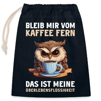 Lustige Eule Kaffee Eulen Kaffeeliebhaber Spruch - Verschließbarer Geschenkbeutel aus Baumwolle (25x30cm) - Navy - Vorne