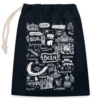 Rencontre avec Berne - Sac cadeau en coton avec cordon (25 x 30 cm) - bleu marine - Devant