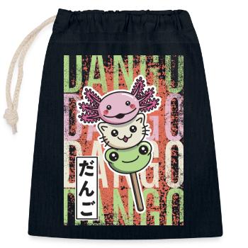 Dango Kawaii axolotl cat frog - Closable cotton gift bag (25x30cm) - navy - Front