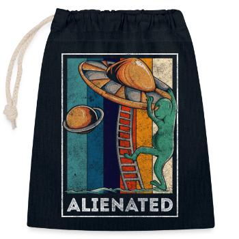 Aliens Raumschiff Erdling - Verschließbarer Geschenkbeutel aus Baumwolle (25x30cm) - Navy - Vorne
