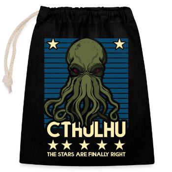 Cthulhu! Die Sterne haben endlich recht! - Verschließbarer Geschenkbeutel aus Baumwolle (25x30cm) - Schwarz - Vorne