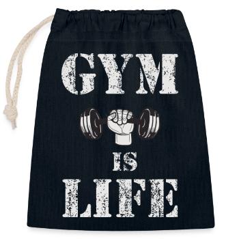 Gym Is Life – Dumbbell Vintage - Closable cotton gift bag (25x30cm) - navy - Front