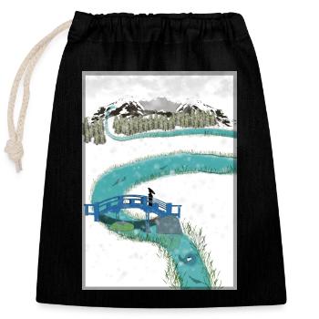 Rivière japonaise - Japanese River - Closable cotton gift bag (25x30cm) - black - Front