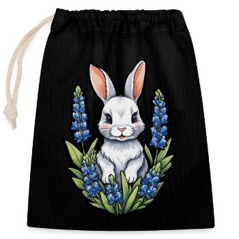 Hase Kaninchen Bluebonnets - Verschließbarer Geschenkbeutel aus Baumwolle (25x30cm) - Schwarz - Vorne