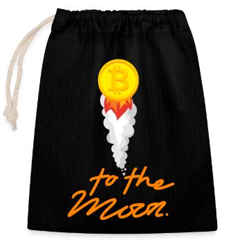 Crypto To The Moon 5 BTC Bitcoin - Sac cadeau en coton avec cordon (25 x 30 cm) - noir - Devant