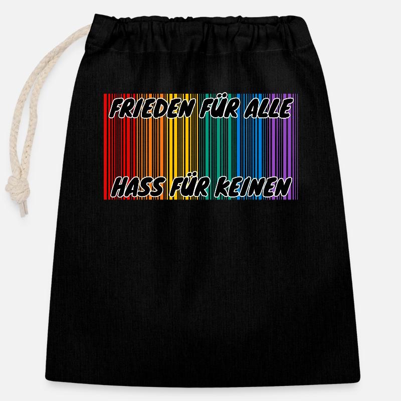 Demo Peace for all Hate for no 7 FCKAFD - Closable cotton gift bag (25x30cm) - black