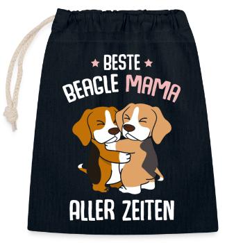 Meilleure maman beagle - Sac cadeau en coton avec cordon (25 x 30 cm) - bleu marine - Devant