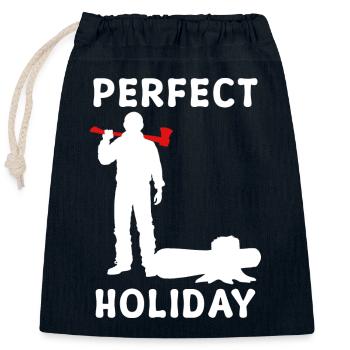Woodland Axe Wood Lumberjack Woodwork Statement - Closable cotton gift bag (25x30cm) - navy - Front