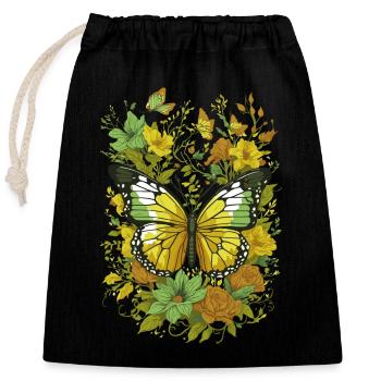 Papillon, insecte, papillon, nature, été, art coloré - Sac cadeau en coton avec cordon (25 x 30 cm) - noir - Devant