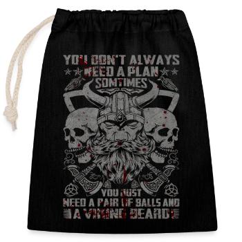 Nordic scandinavia retro viking mystical mythology - Closable cotton gift bag (25x30cm) - black - Front