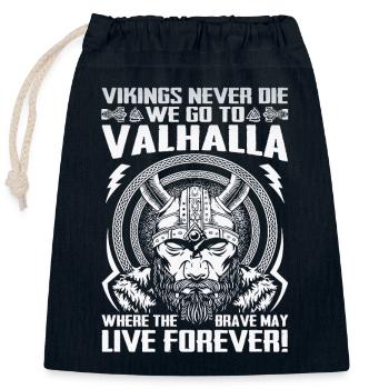 Nordic scandinavia retro viking mystical mythology - Closable cotton gift bag (25x30cm) - navy - Front