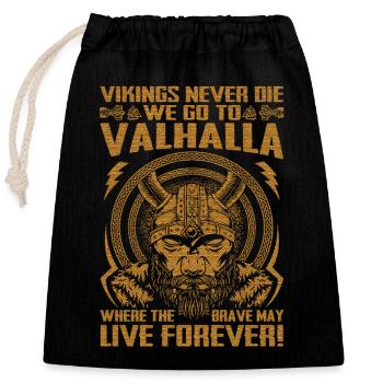 Nordic scandinavia retro viking mystical mythology - Closable cotton gift bag (25x30cm) - black - Front