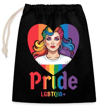 LGBT Stolz - Verschließbarer Geschenkbeutel aus Baumwolle (25x30cm) - Schwarz - Vorne