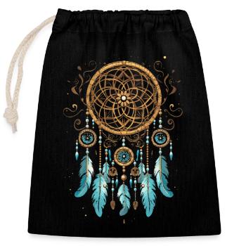 Traumfänger Esoterik Spiritualität Dream Catcher - Verschließbarer Geschenkbeutel aus Baumwolle (25x30cm) - Schwarz - Vorne