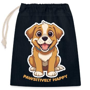 Bonheur Chien - Sac cadeau en coton avec cordon (25 x 30 cm) - bleu marine - Devant