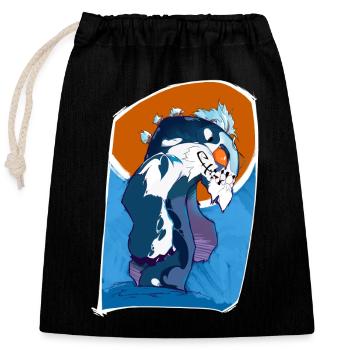 The soda-loving monster - Closable cotton gift bag (25x30cm) - black - Front
