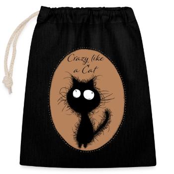 CrazyCat - Sac cadeau en coton avec cordon (25 x 30 cm) - noir - Devant