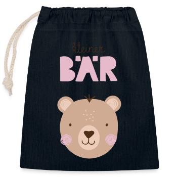 Little Bear Pink Girl Nursery Birthday - Closable cotton gift bag (25x30cm) - navy - Front