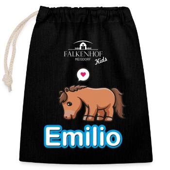Falkenhof Emilio Comic Horse - Closable cotton gift bag (25x30cm) - black - Front